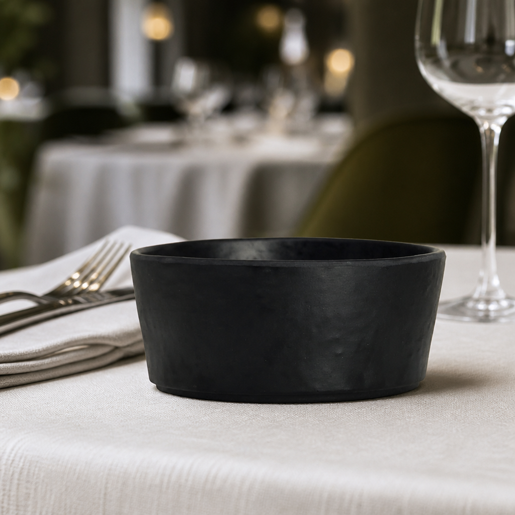 Commercial Melamine Round Bowls Black 140mm 12 Pack