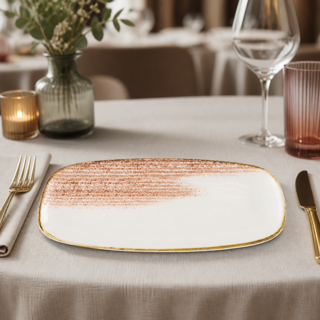 Commercial Oblong Plates Coral 298x153mm 12 Pack