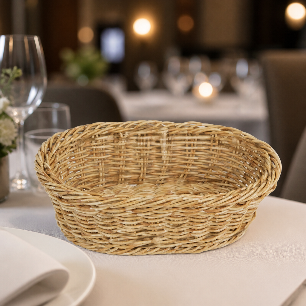 Commercial Oval Serving Basket Light Brown 240x170mm