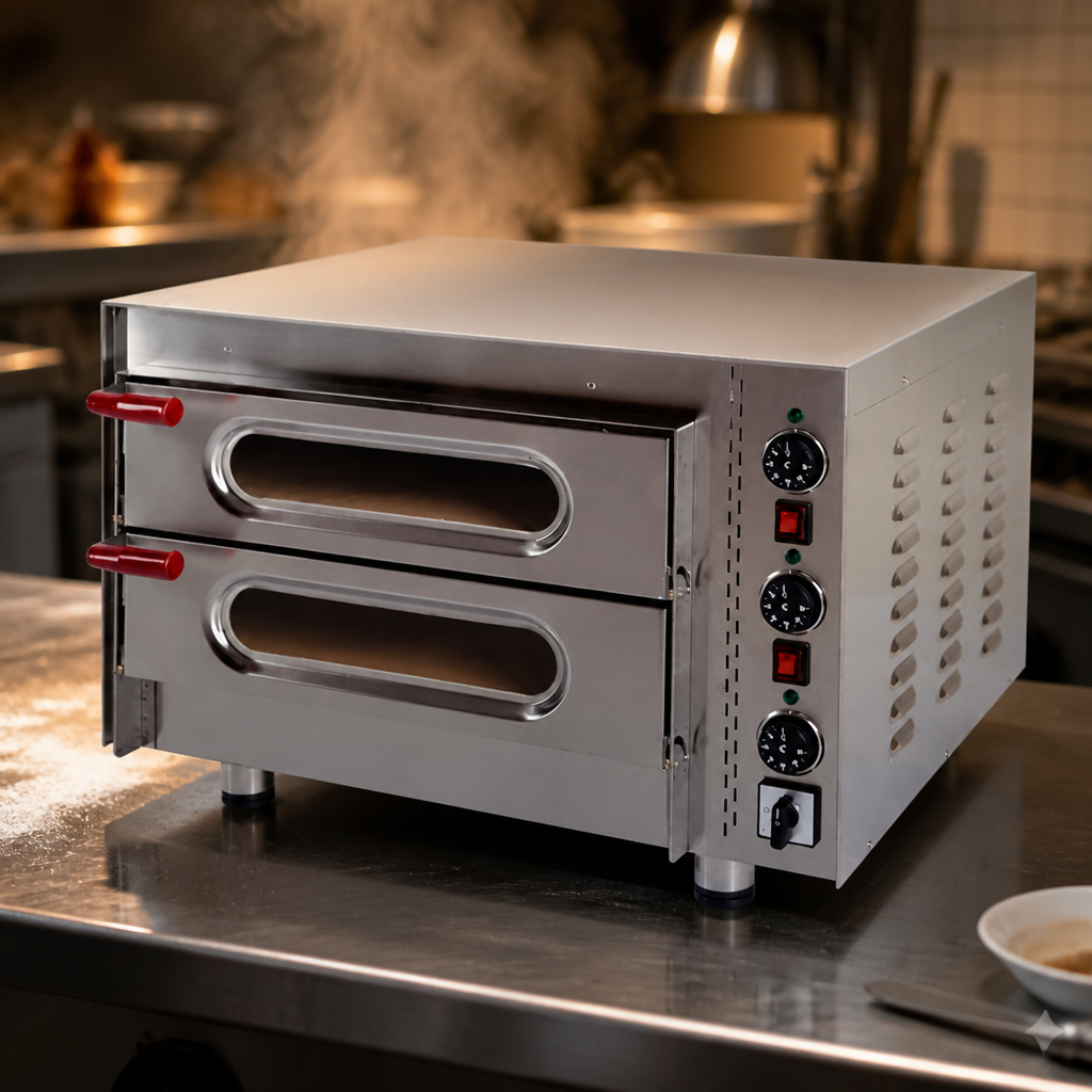 Commercial Twin Deck Pizza Oven 8 Pizza Capacity 4.5kW
