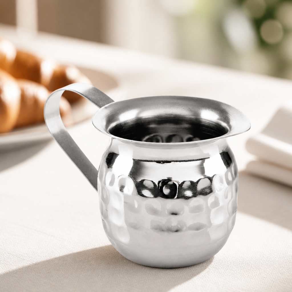 Commercial Hammered Stainless Steel Milk Jug 78ml 6 Pack