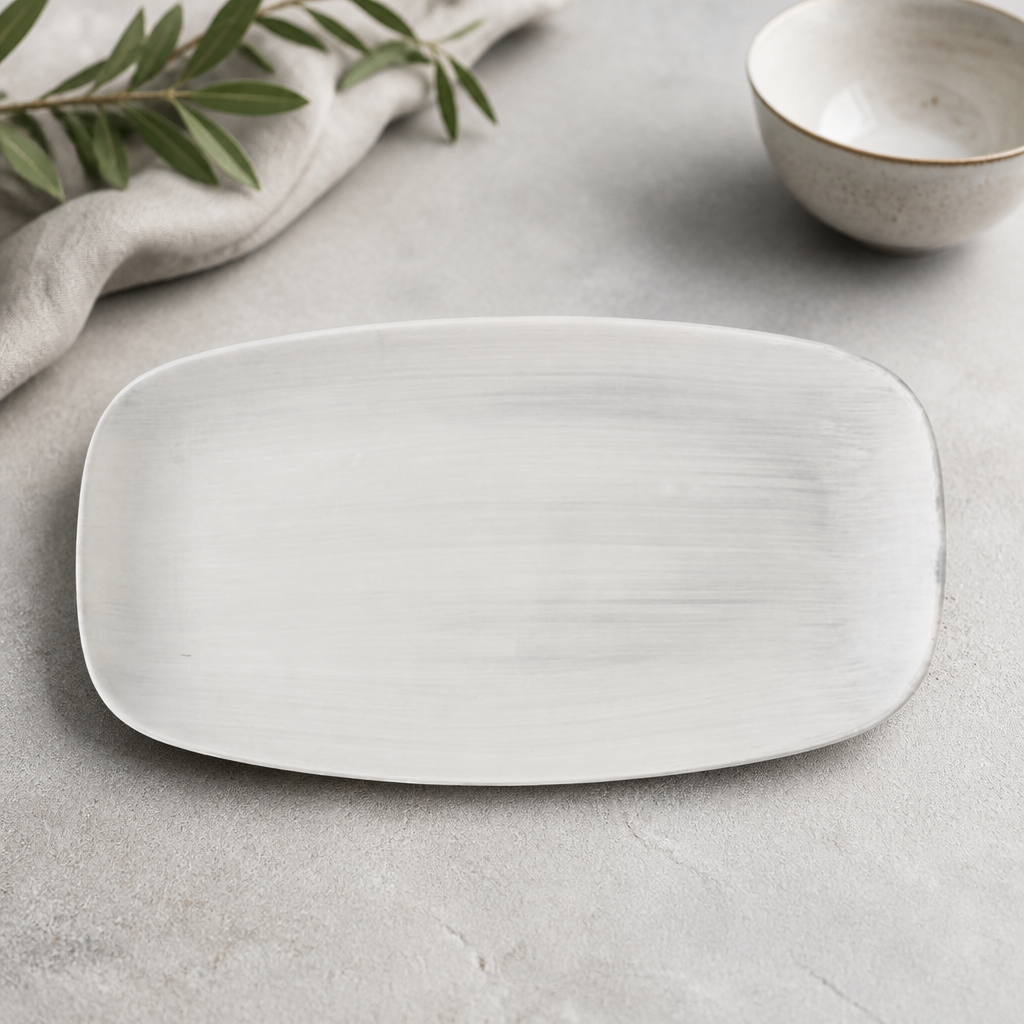Commercial Oblong Plates 280 x 152mm Grey - 12 Pack