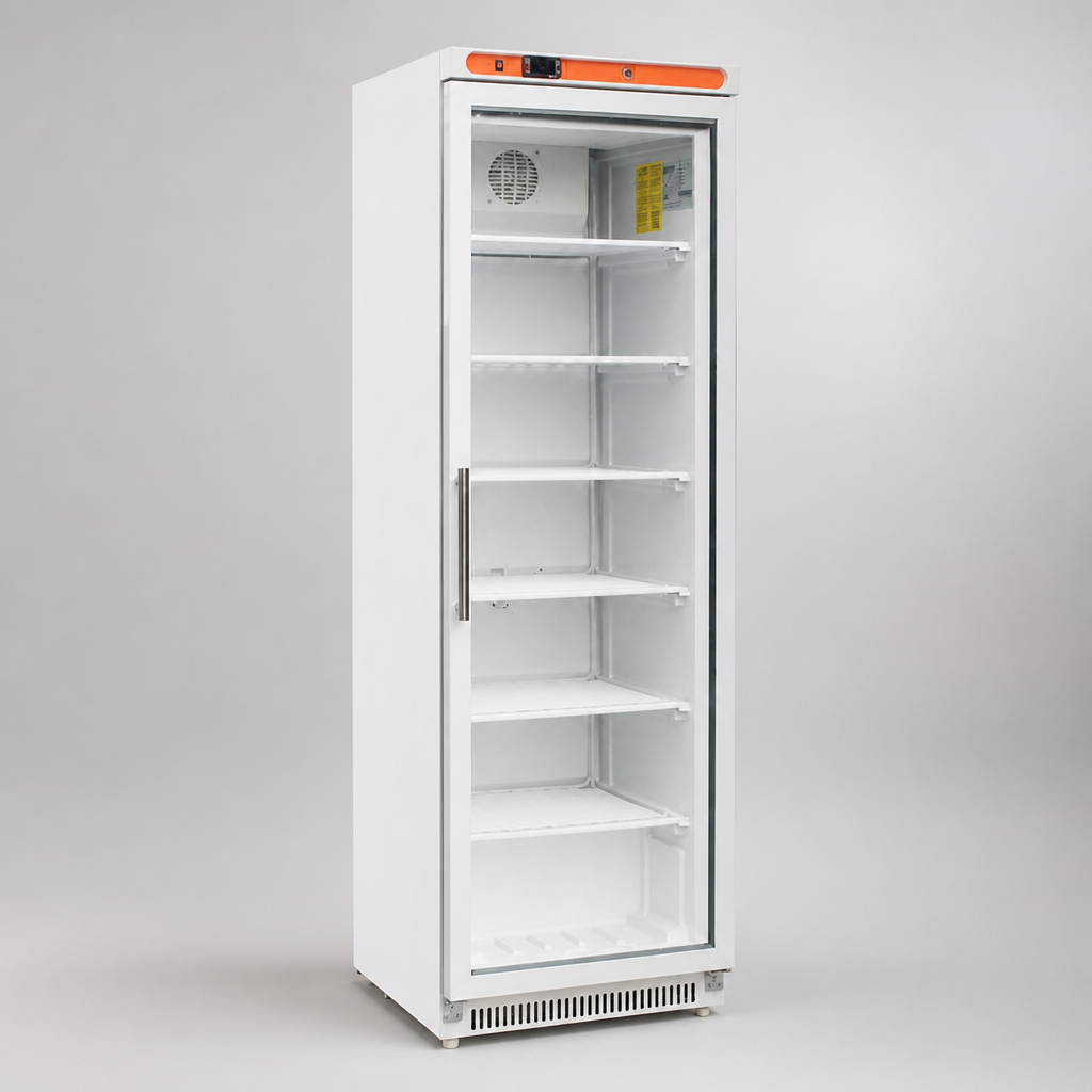 Commercial Glass Door Display Freezer 365Ltr Stainless Steel
