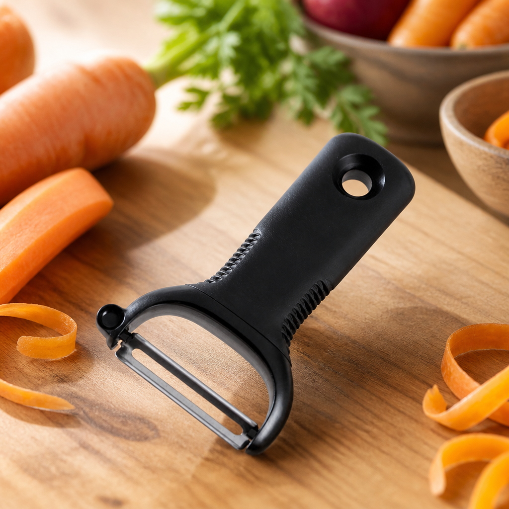 Commercial stainless steel Y peeler with potato eye remover