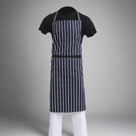 XL Butchers Stripe Bib Apron 900x1040mm Commercial Staff Apron