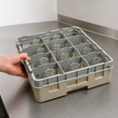 Commercial Glass Rack 16 Compartments Max Height 114mm Beige