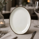 Charcoal Dapple Oval Coupe Plates 202mm - 24 Pack Commercial Crockery