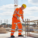 Premium High Visibility Three Band Cargo Trousers with Inner Knee Pad Pockets and Elasticated Waistband - Sizes 28-48