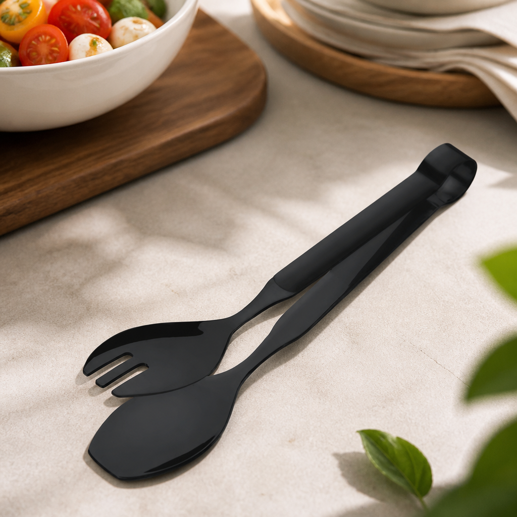Commercial Small Serving Tongs Black 6 Pack