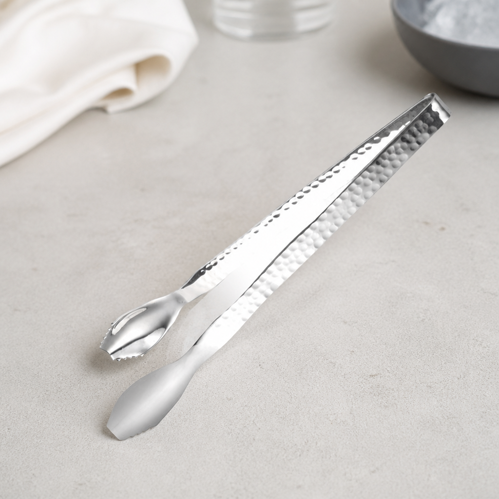 203mm Commercial Hammered Ice Tongs for Bar Service - 6 Pack