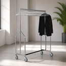 Heavy Duty Commercial Garment Rail with 25 Chrome Hangers