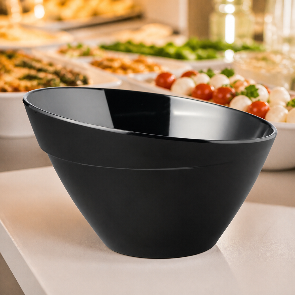 Commercial Melamine Bowl 300mm 5Ltr Black Non-Slip Design