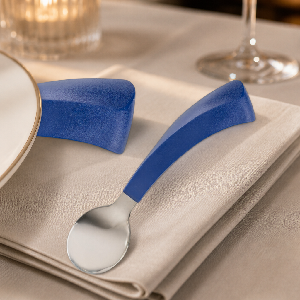 Commercial Stainless Steel Right Hand Spoons 12 Pack Blue