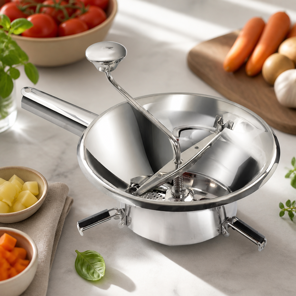 Commercial Stainless Steel Rotary Food Mill with 3 Sieves