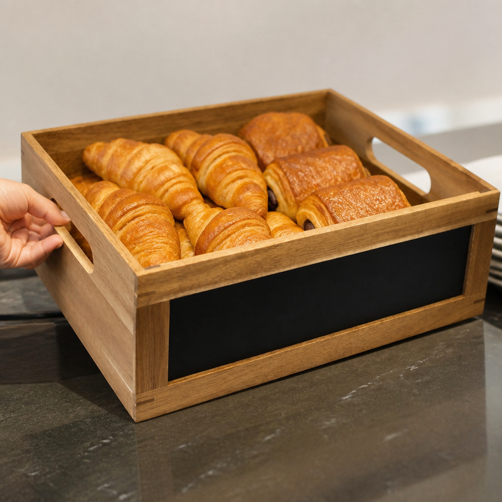 Commercial Wooden Bread Crate with Chalkboard 1/2 GN Size