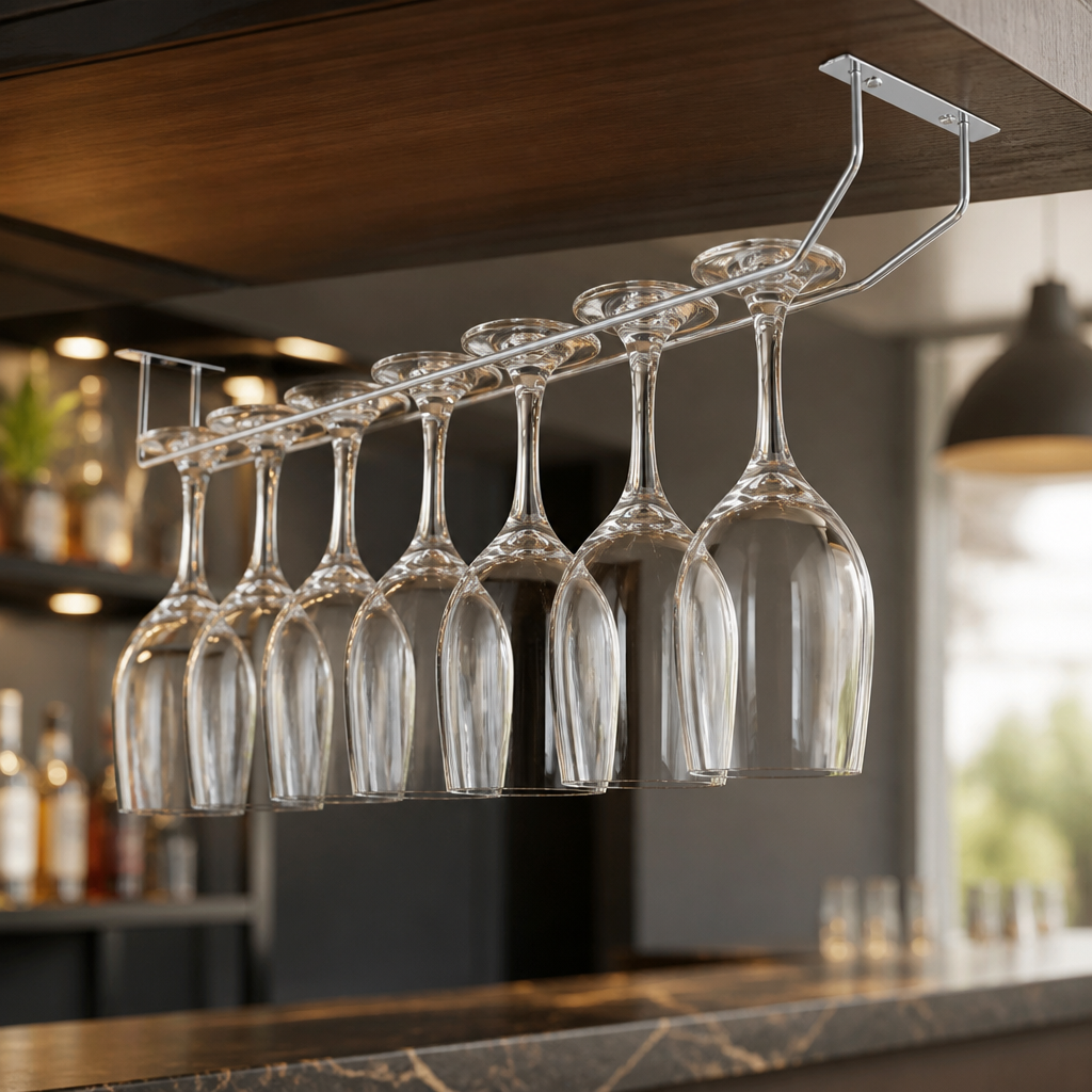 Commercial Wine Glass Rack 610mm Chrome Stemware Storage