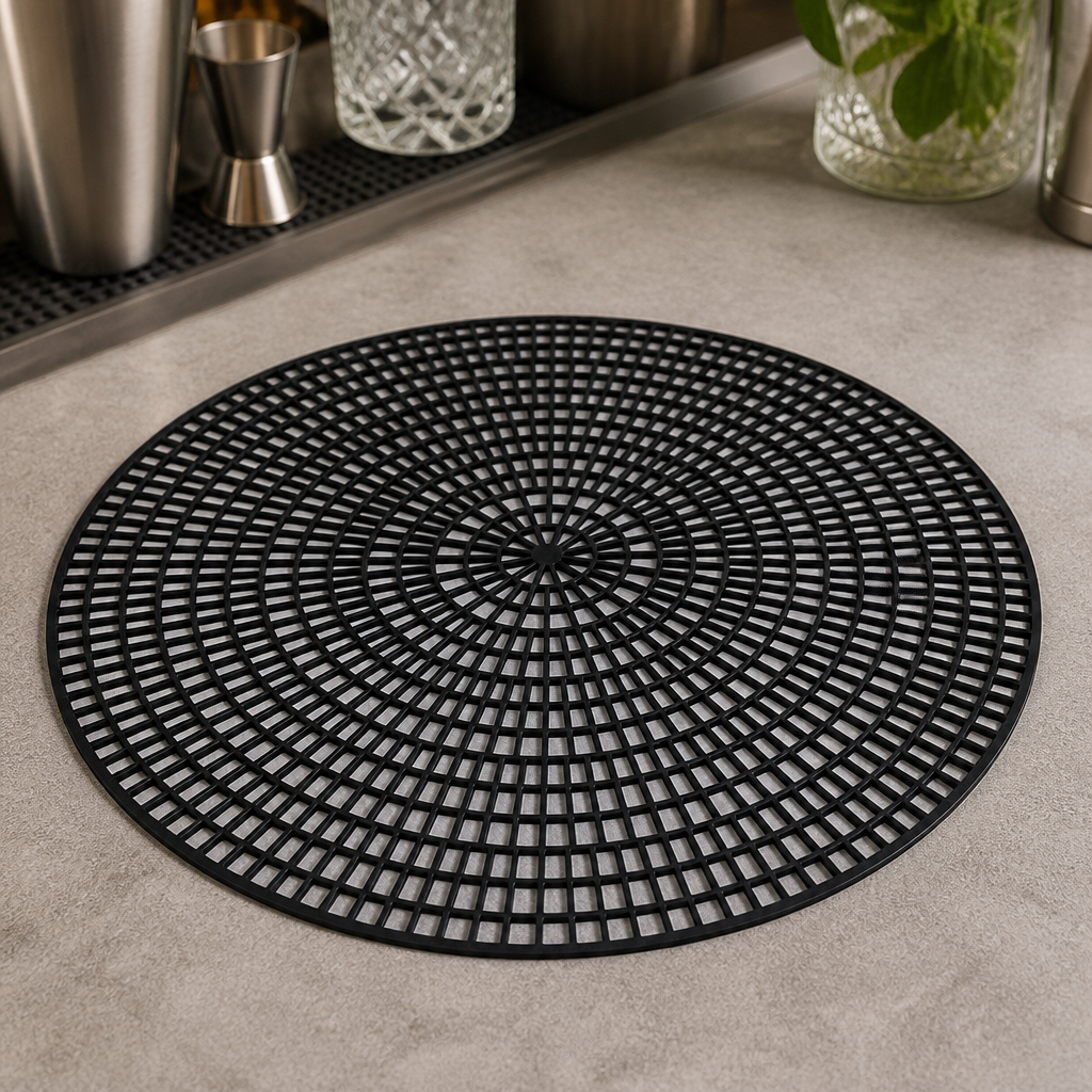 Commercial Non-Slip Bar Mat 360mm Black Plastic Surface