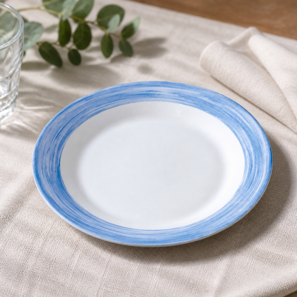 Blue Brush Soup Plates 225mm Pack of 12 for Foodservice