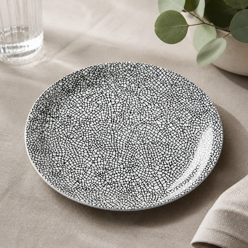 203mm Commercial Coupe Plates - Black Ink Crackle Finish
