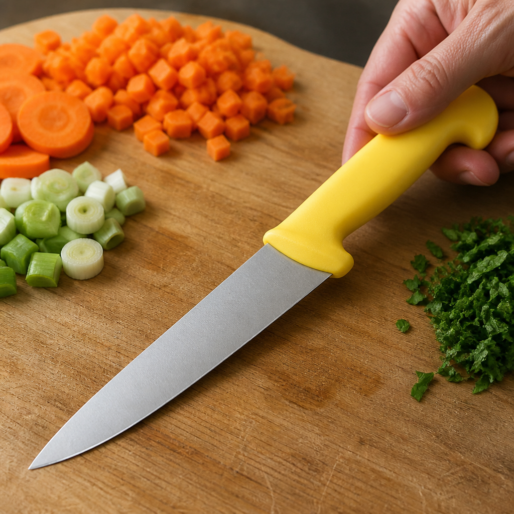 Colour Coded Chef Knife Yellow 15.5cm for commercial use