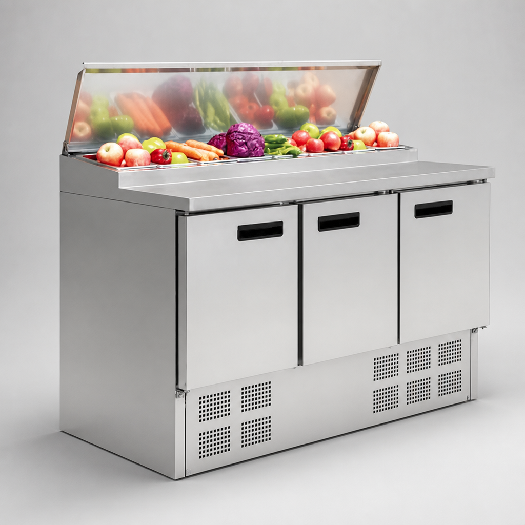 Commercial Pizza Prep Counter Fridge 390Ltr Stainless Steel