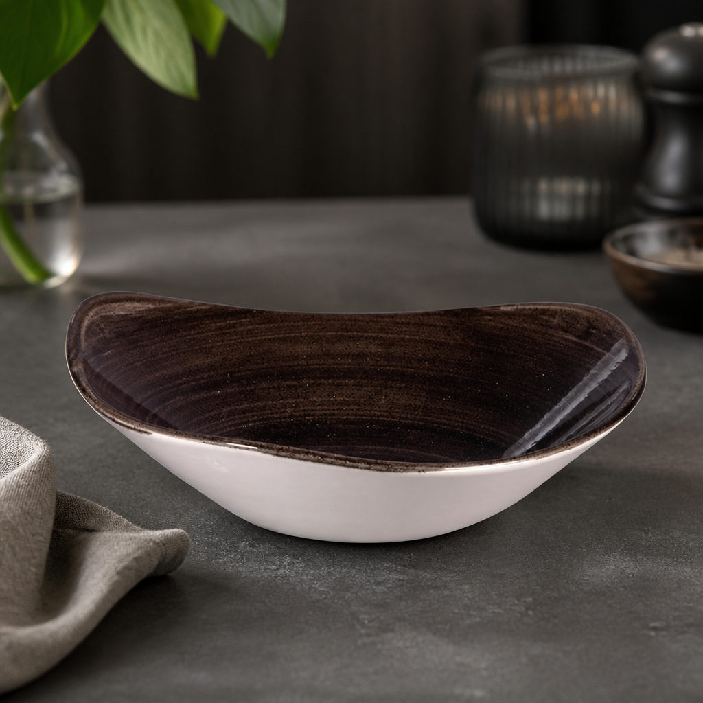 Commercial Triangular Bowls Black 235mm - 12 Pack