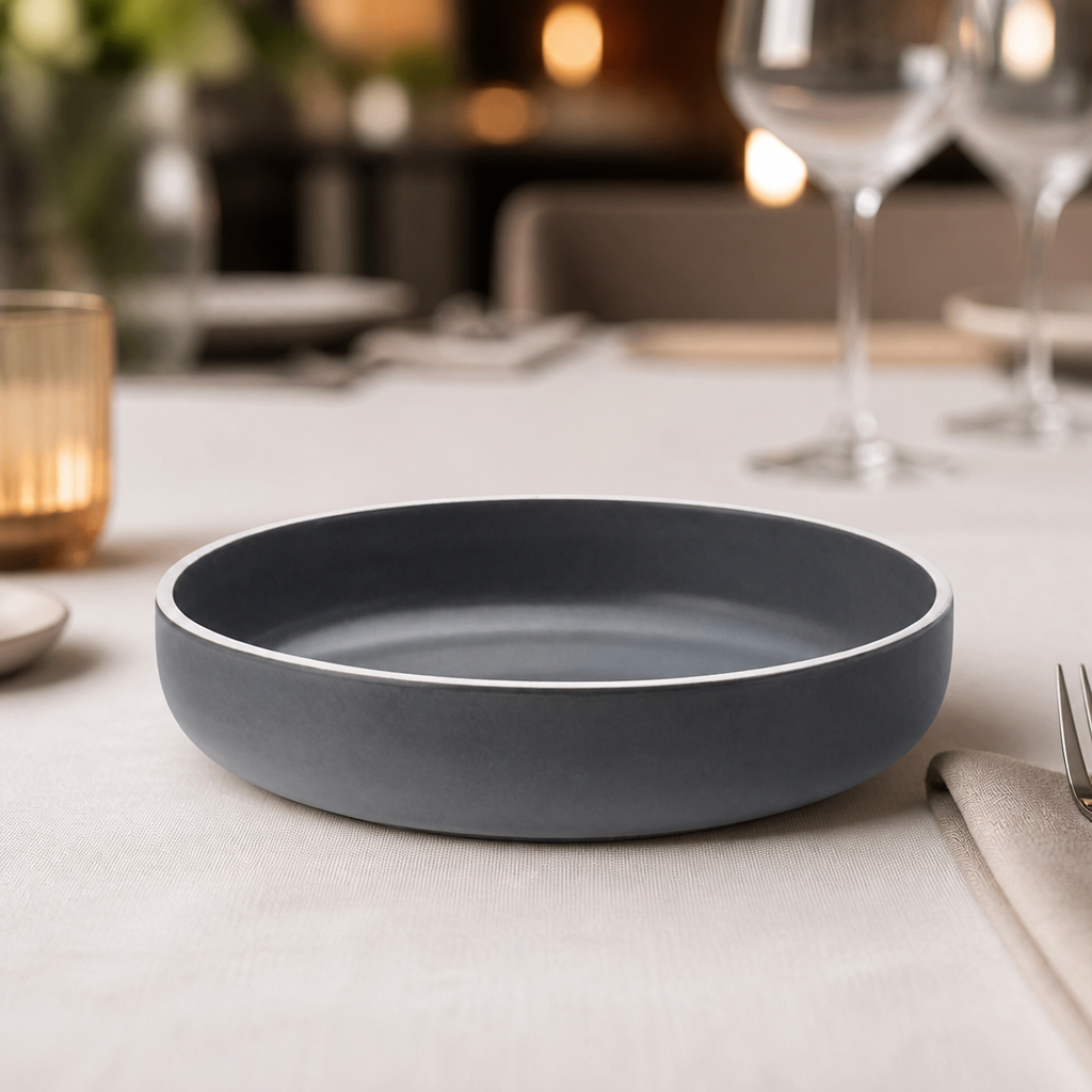 Commercial Vitrified Porcelain Bowls 175mm Charcoal 6 Pack