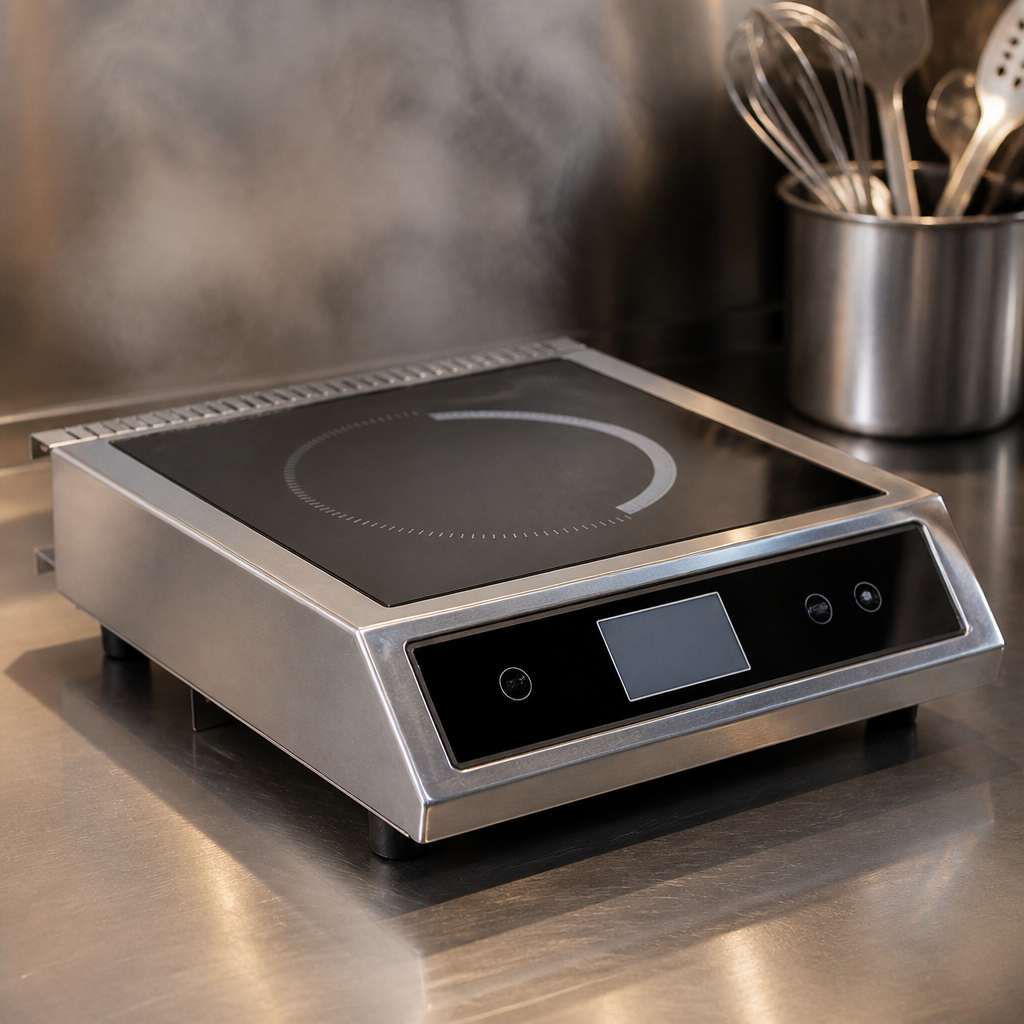 Commercial Single Induction Hob 230V Stainless Steel 102mm High