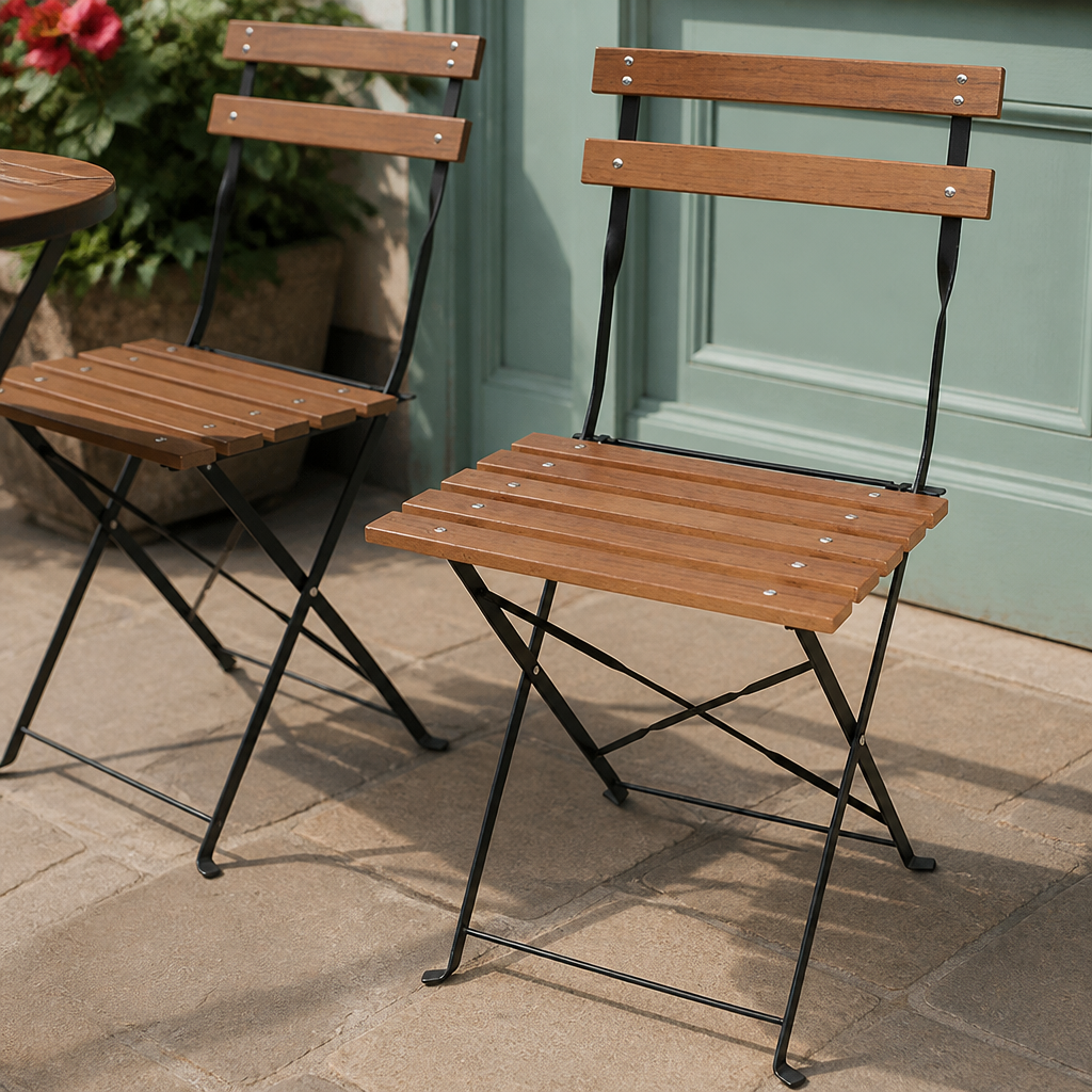Commercial Folding Bistro Chairs 2 Pack Faux Wood Style