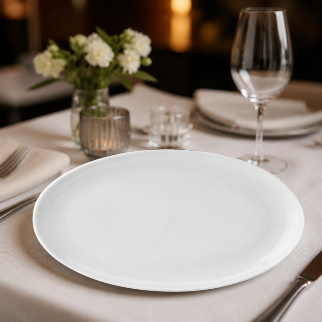 Pure White Oval Plates 360mm, 18 pack
