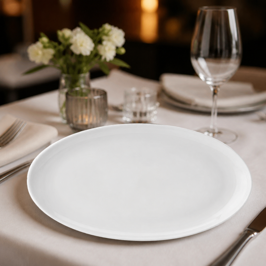 Pure White Oval Plates 360mm, 18 pack