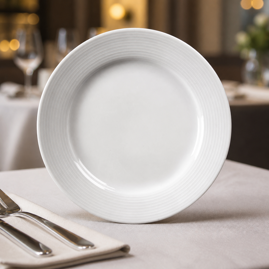 Commercial wide rimmed porcelain plates 200mm - 12 pack