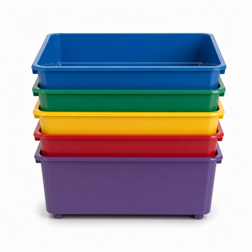 Deep A4 Plastic Storage Trays 20L – Solid Colour Pack of 5