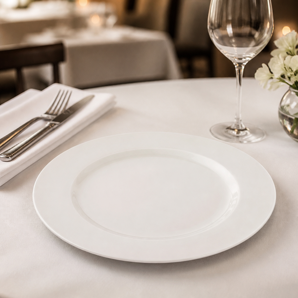 Pure wide rim plates 270mm, 18 pack, porcelain dinnerware
