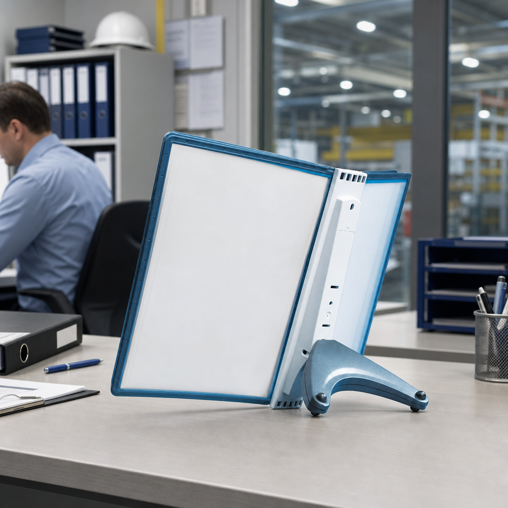 Desk Document Display Unit with 5 Black A4 Pockets