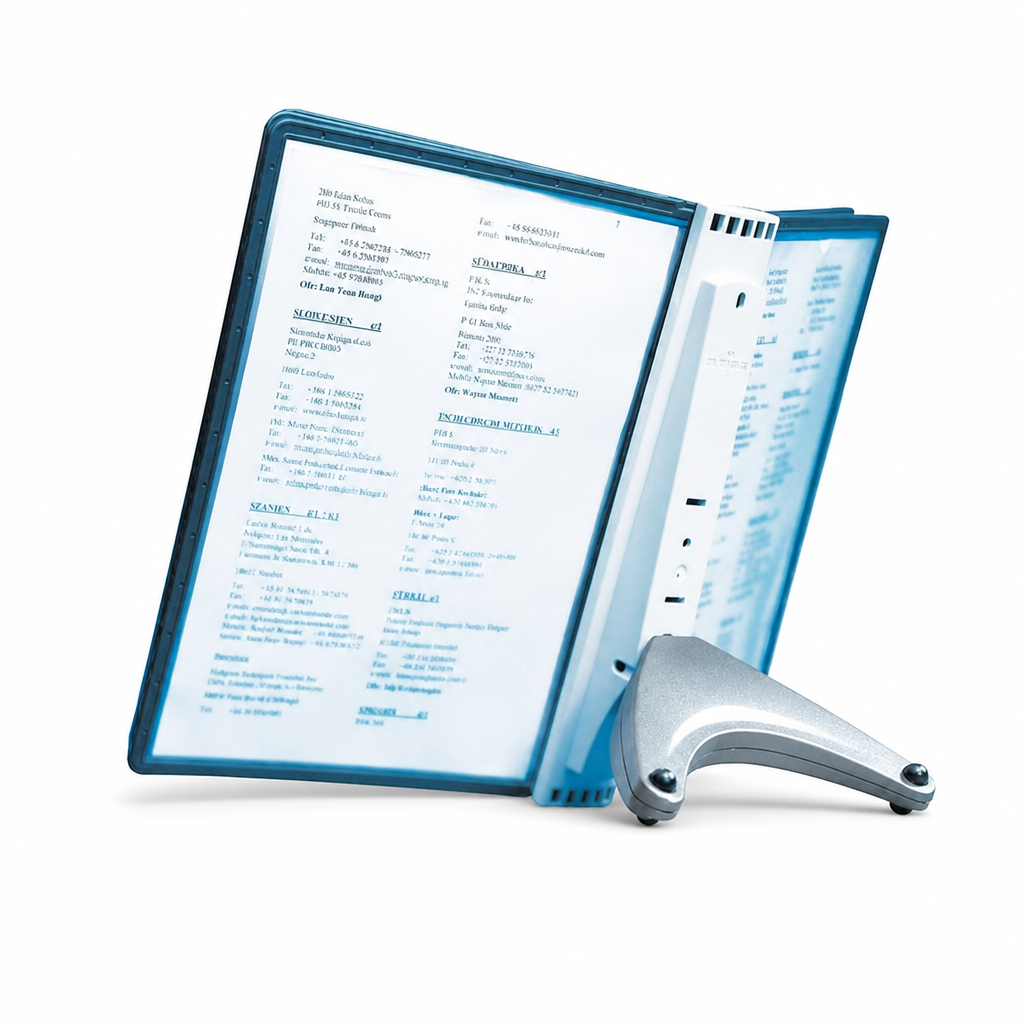 Desk Document Display Unit with 5 Black A4 Pockets