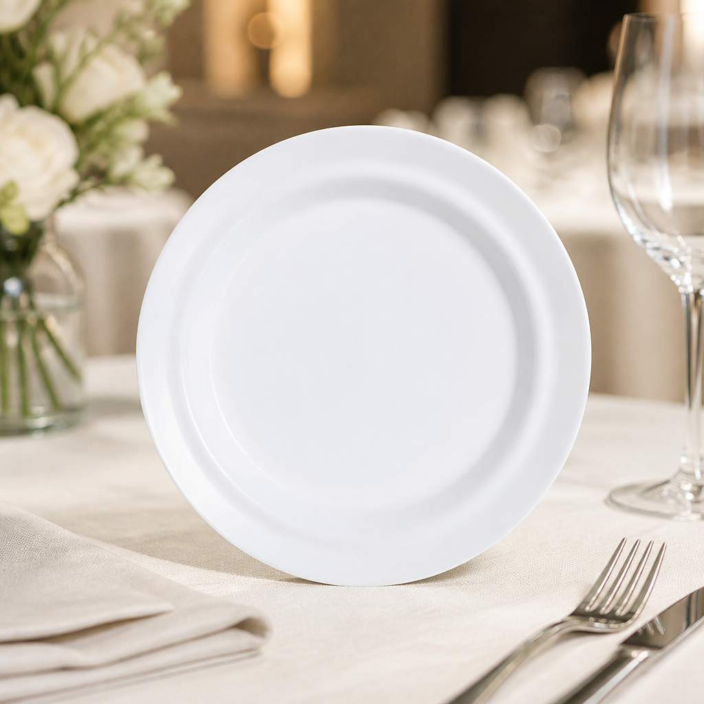 Commercial 230mm deep well plates, 12 pack for easy dining.