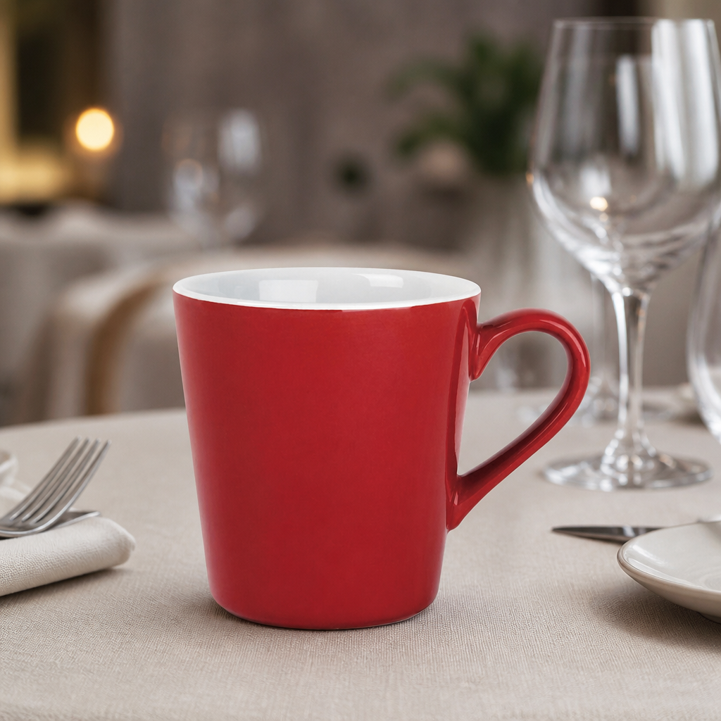 Commercial Flat Cups 170ml Red Stoneware 12 Pack