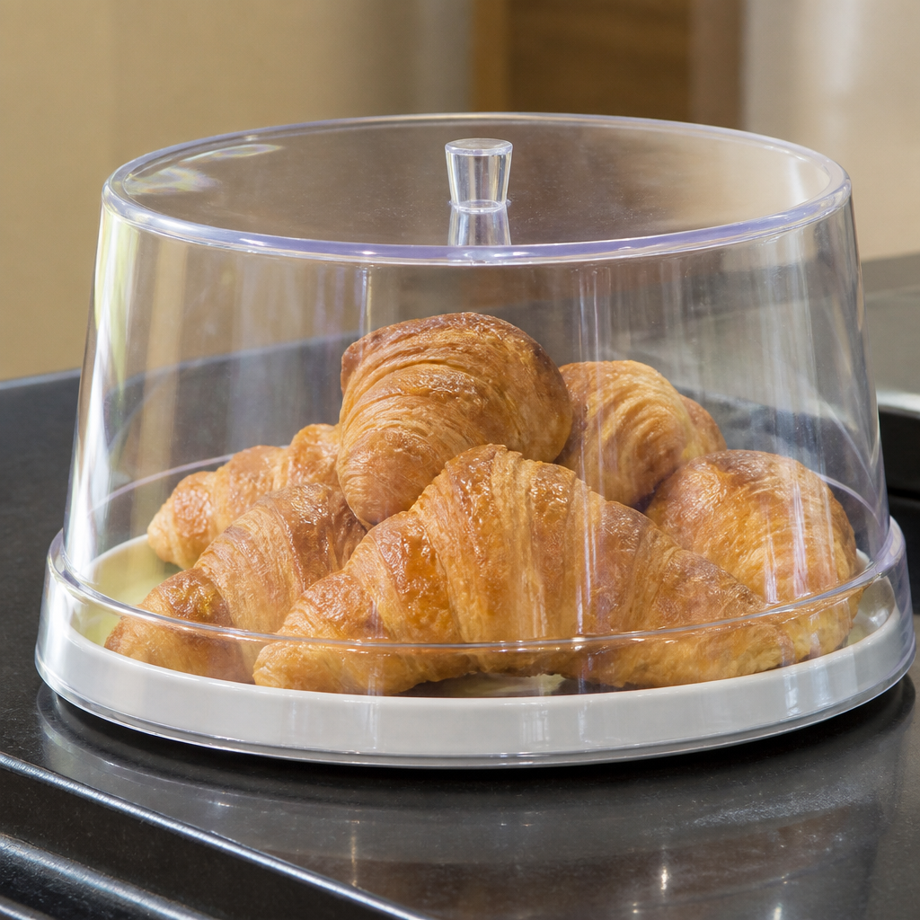 Clear 235mm commercial cake stand lid for displaying pastries