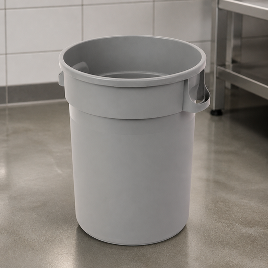 Commercial Heavy-Duty Round Waste Bin 120Ltr Grey Plastic