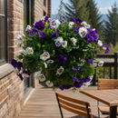 22" Artificial Pansy Ball in Dark Wicker Basket for Decor