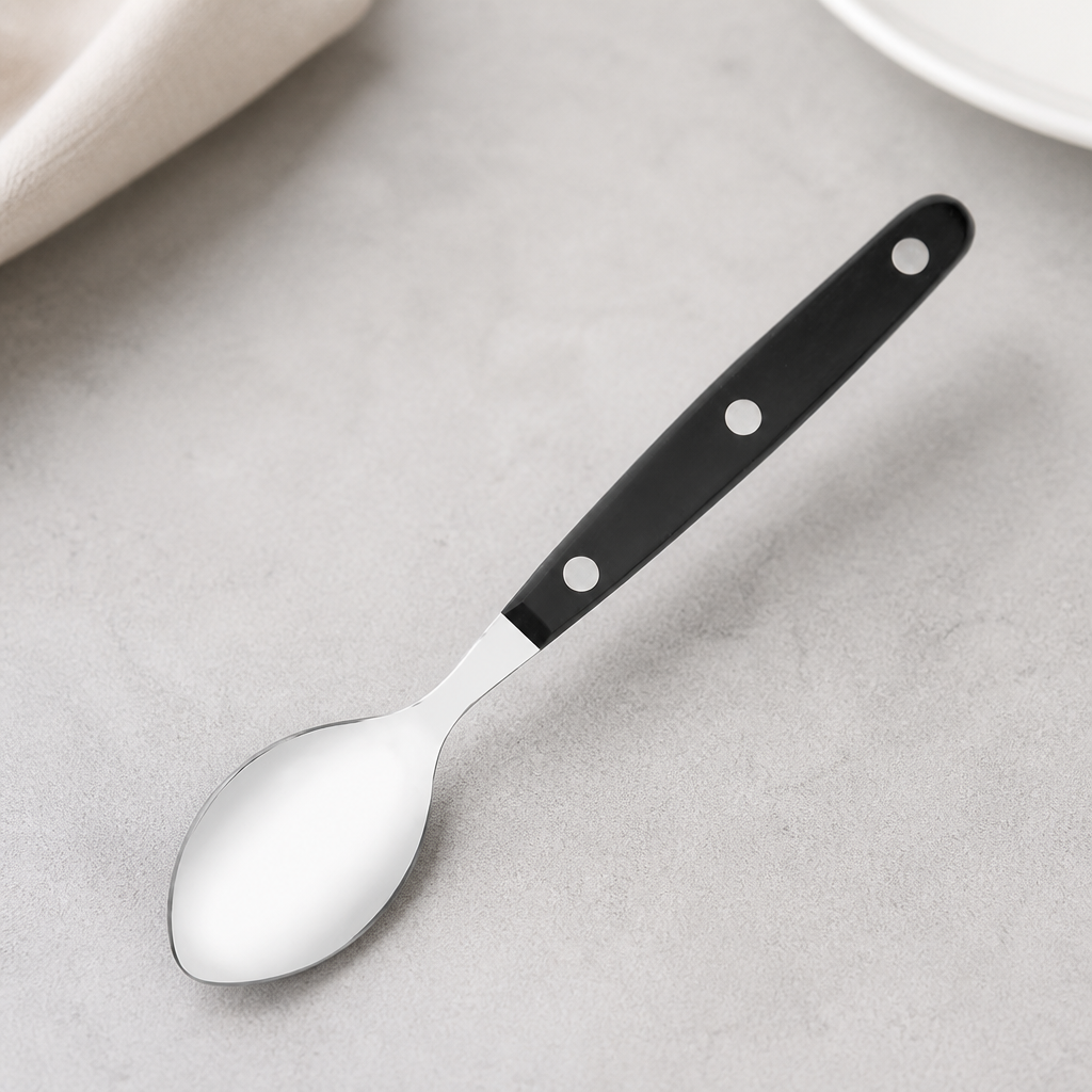 Commercial Taverna Teaspoons with Black Handles - 12 Pack