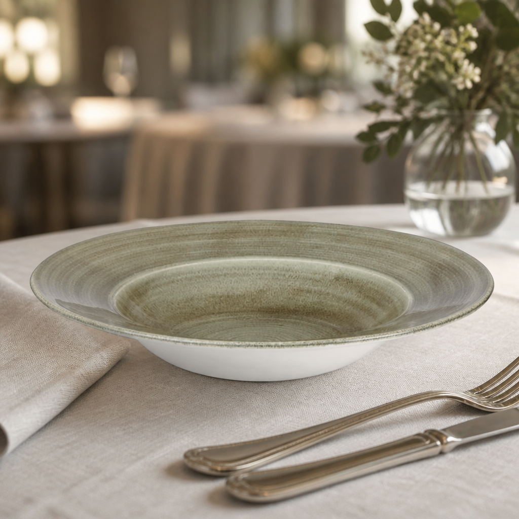 Commercial Wide Rim Bowls 280mm in green, 12 pack