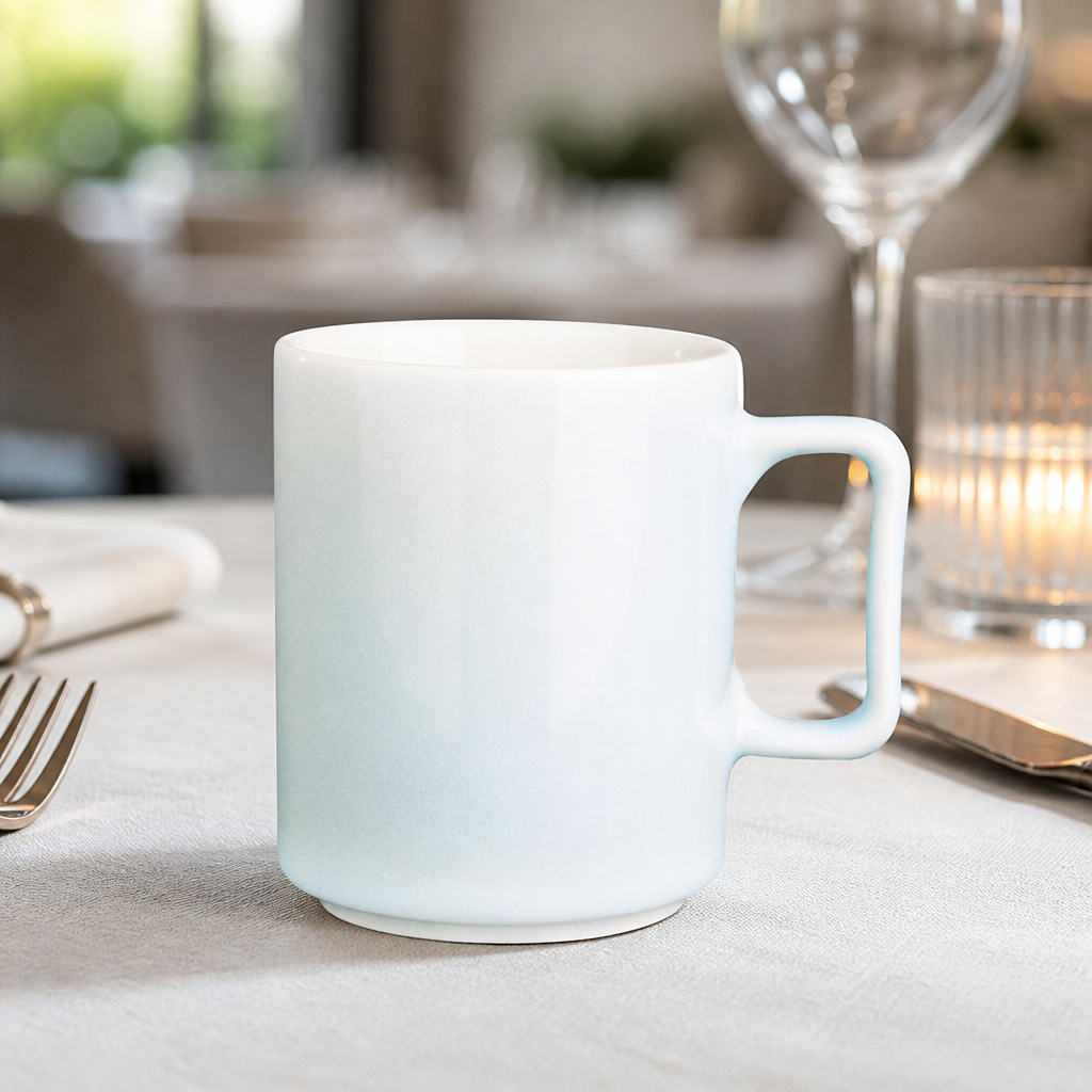 Commercial Porcelain Mugs 340ml Aqua 6 Pack Chip-Resistant