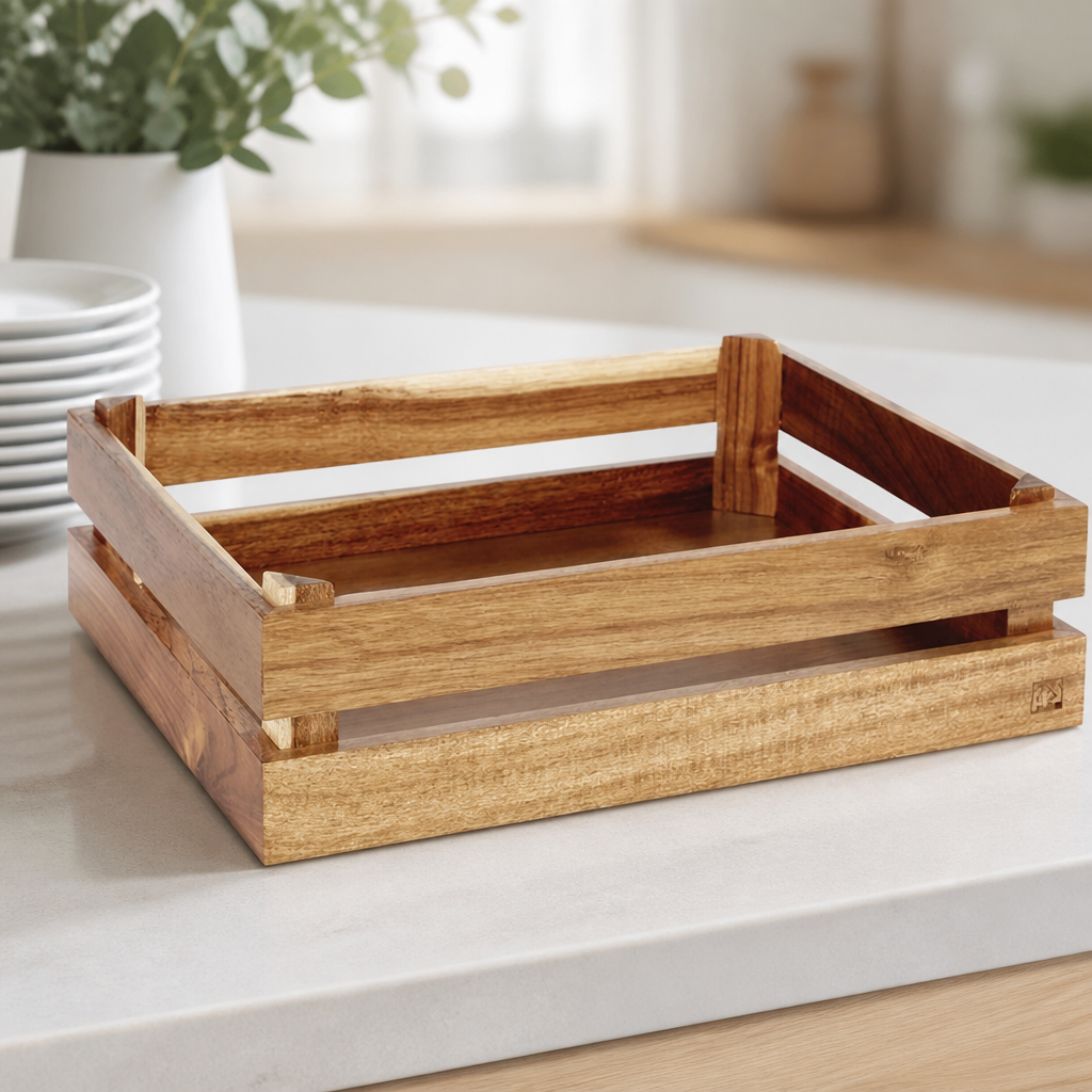 Acacia Wooden Crate for Catering Presentation
