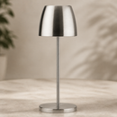 300mm Cordless Table Lamp with USB Charging Base Silver Finish
