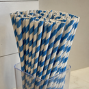 Biodegradable Paper Straws Blue Stripes 250 Pack Commercial Use