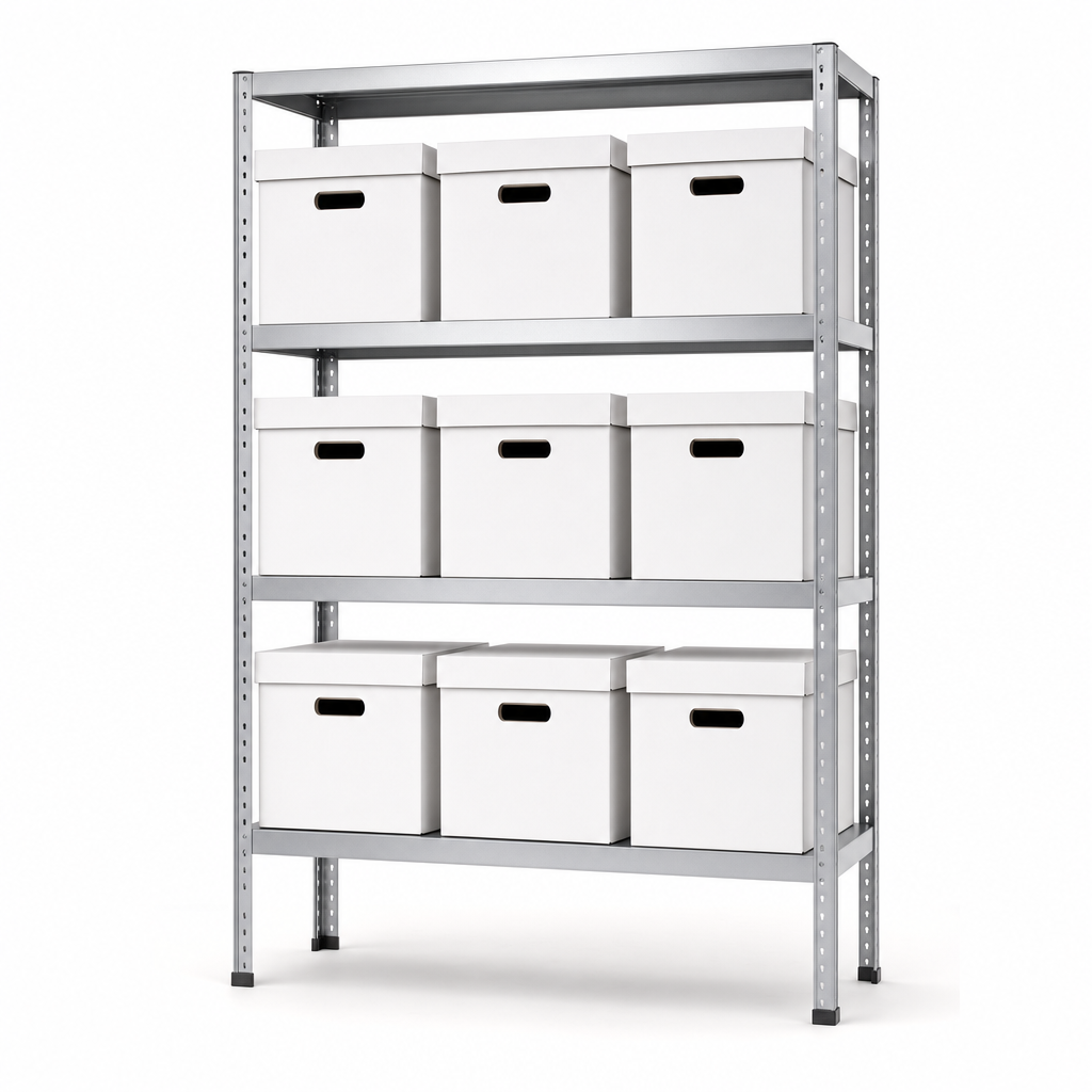 Document Archive Shelving Bay with 9 Economy Boxes