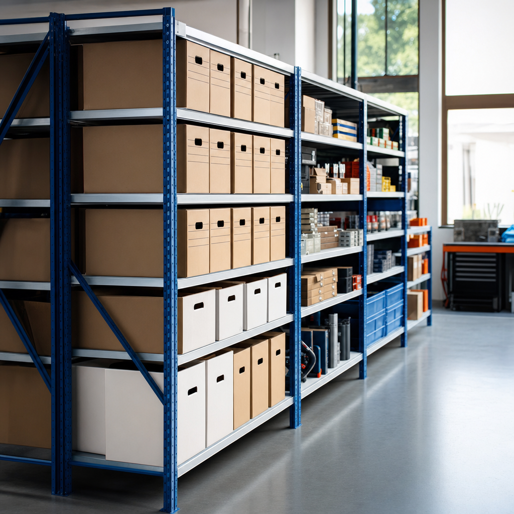 Document Archive Shelving Bays with Storage Boxes