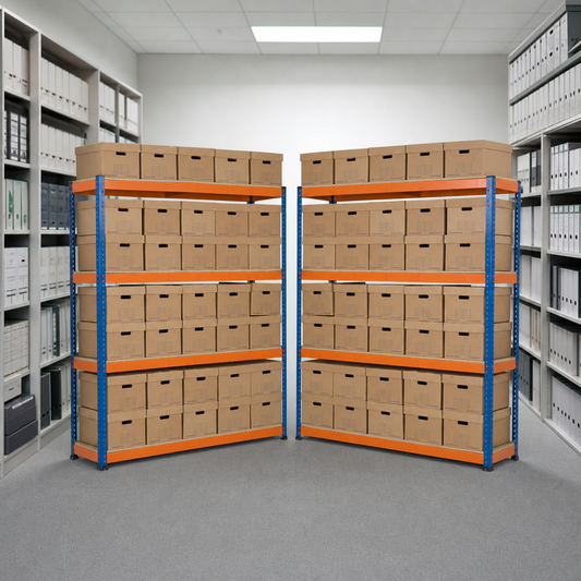 Document Archive Shelving Bays with Storage Boxes